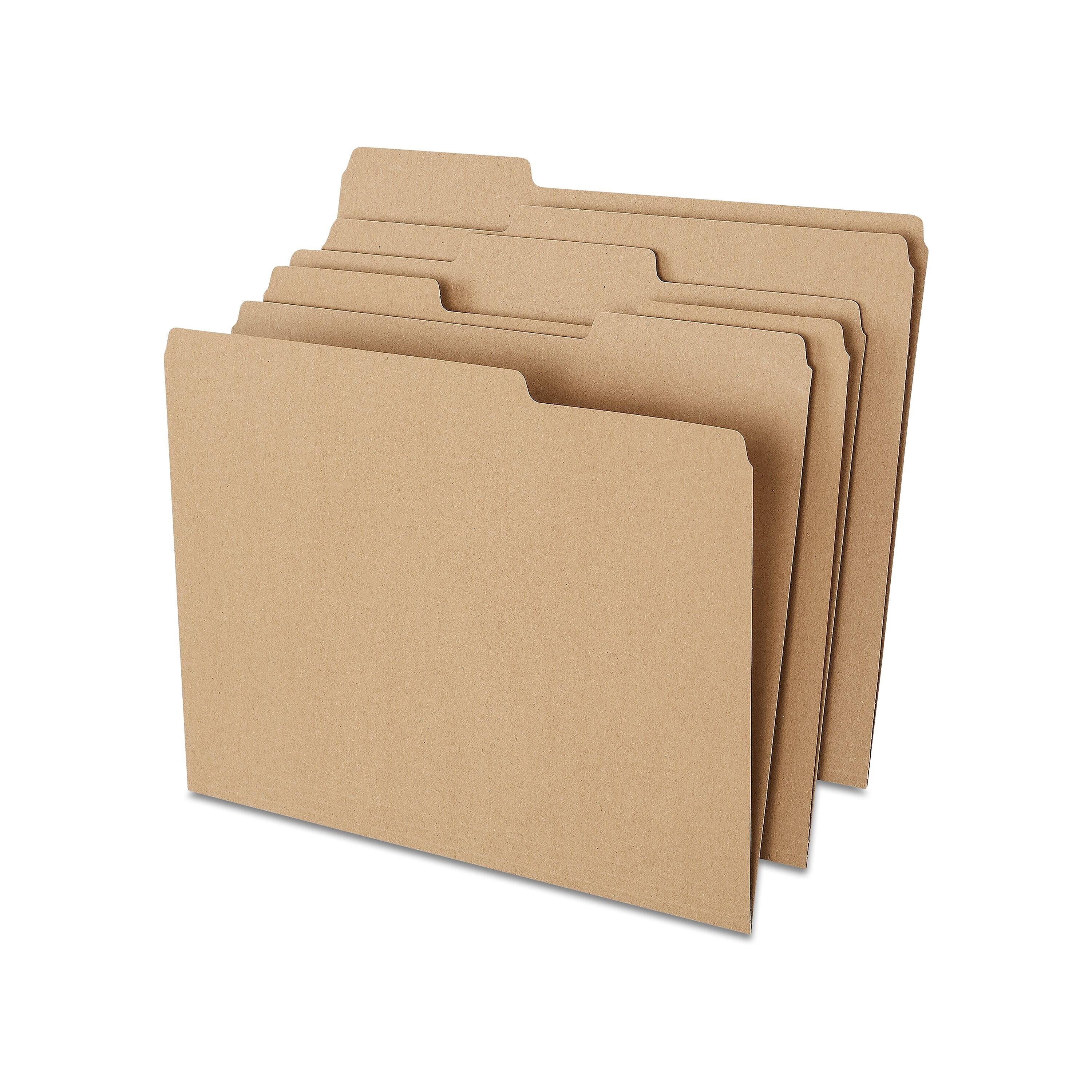 Staples 100% Recycled File Folder, 1/3-Cut Tab, Letter Size, Kraft, 100/Box (ST756044-CC)