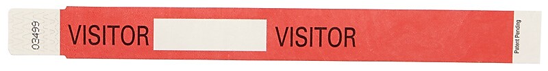 Red Tyvek Visitor Wristband, 10" x 1"