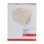 Staples 30% Recycled File Folders, 1/3-Cut Tab, Letter Size, Manila, 100/Box (ST56675)