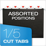 Pendaflex Reinforced Hanging File Folders, 1/5 Tab, Letter Size, Black, 25/Box (04152 1/5 BLA)
