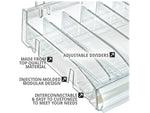 Azar 3.5" x 12" Pegboard 6-Compartment Cosmetic Tray, Clear, 2/Pack (225820-DIVIDER-2PK)