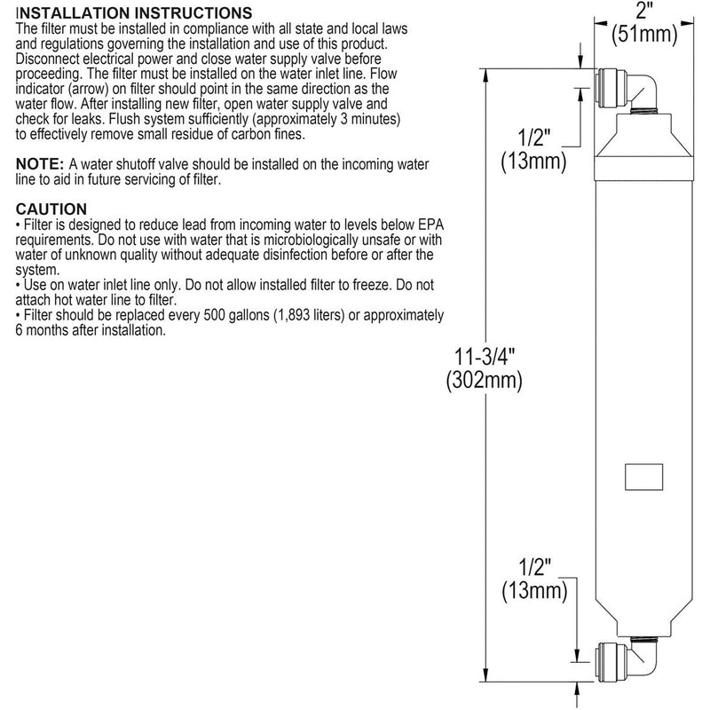 Elkay Replacement Filter Cartridge for Aqua Sentry In-Line Filtration System (56192C)