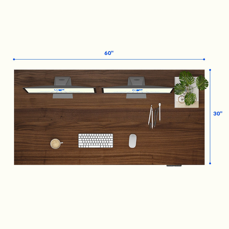 FlexiSpot E7COMMERCIAL 60''W Electric Height Adjustable Standing Desk, Black Walnut/Black(E7BCOM6030-BW)