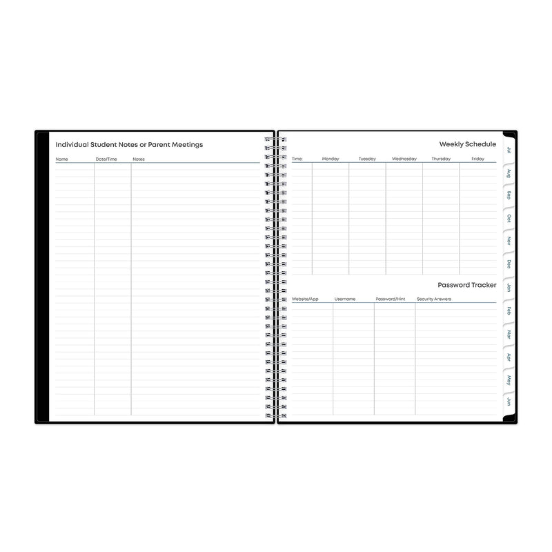 2025-2026 Blue Sky 8.5" x 11" Academic Year Weekly & Monthly Planner, Plastic Cover, Solid Black (134433-A26)