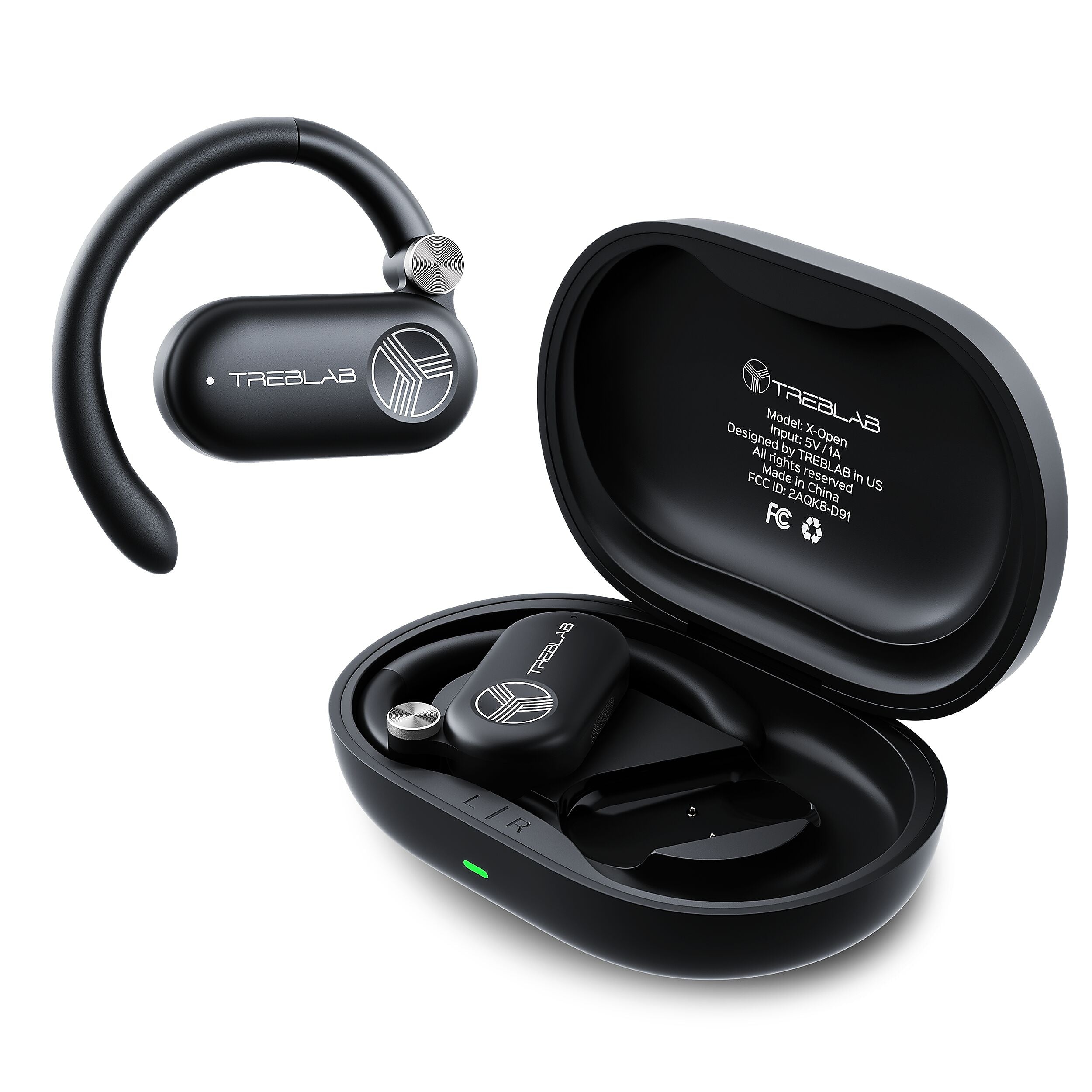 Treblab X-Open Wireless Noise Canceling Earbuds, Bluetooth, Black (X-Open)