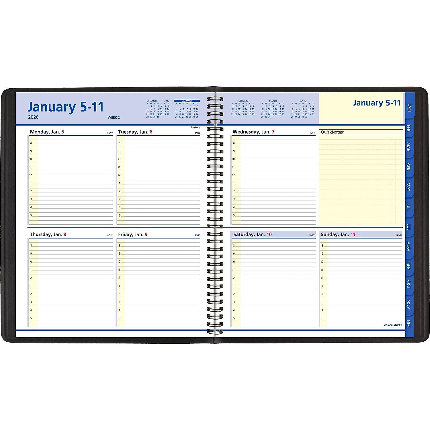 2026 AT-A-GLANCE QuickNotes 8" x 10" Weekly & Monthly Appointment Book, Faux Leather Cover, Black (76-01-05-26)