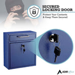AdirOffice Steel Indoor/Outdoor Interoffice Drop Box Mailbox, Medium, Blue (631-05-BLU-PKG)