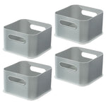 iDESIGN Medium Stackable Plastic Storage Bin, 5" x 8.43" x 8.43", Gray, 4/Pack (29213M4)