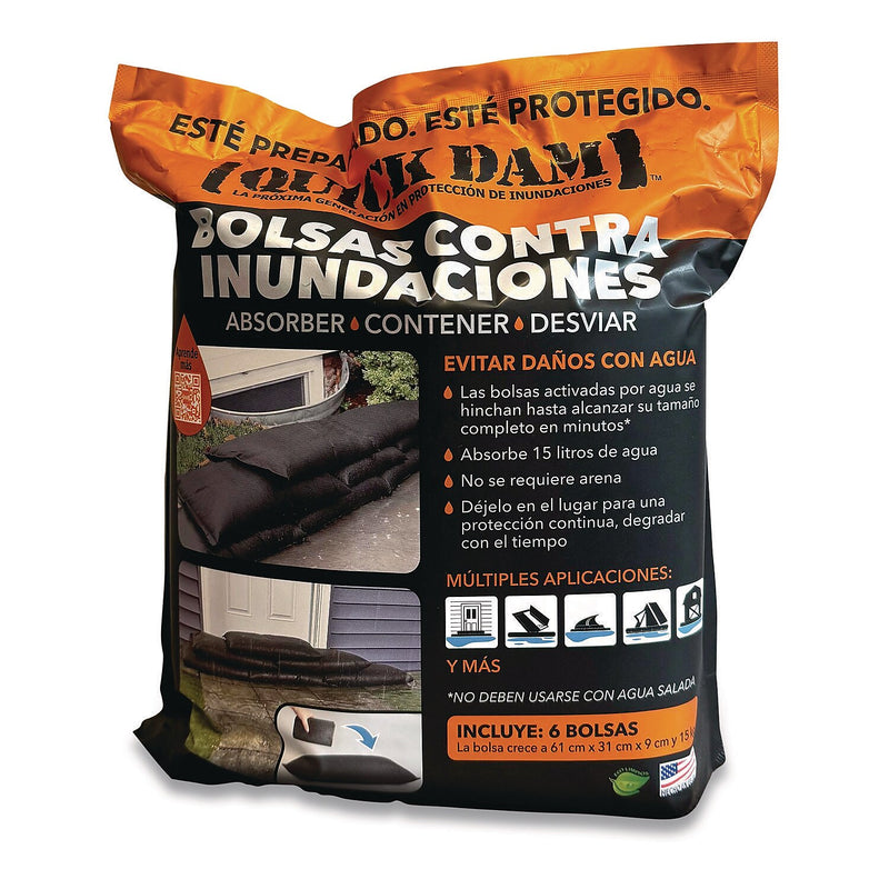 Quick Dam Water Flood Bags, 12" x 24" x 3.5", 6/Pack (QD1224-6ES)
