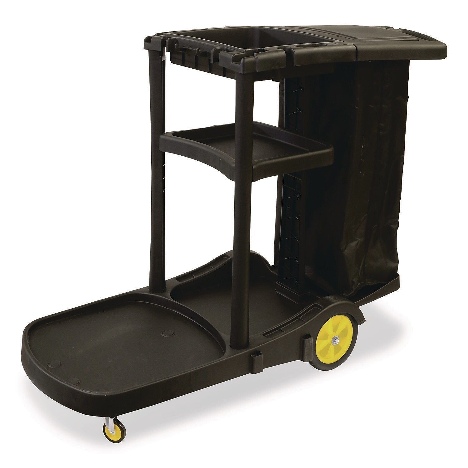 Nexstep Commercial Products Premier 2-Shelf Cleaning Cart with Vinyl Bag (96980)