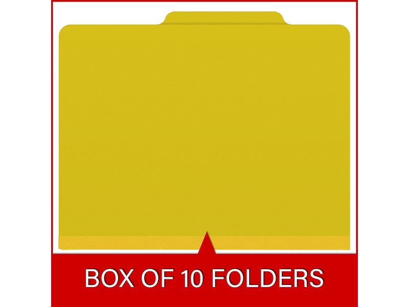 Medical Arts Press Pressboard Classification Folder, 1 Divider, 2" Expansion, Letter Size, Yellow, 10/Box (DV-T42-14-3YLW)