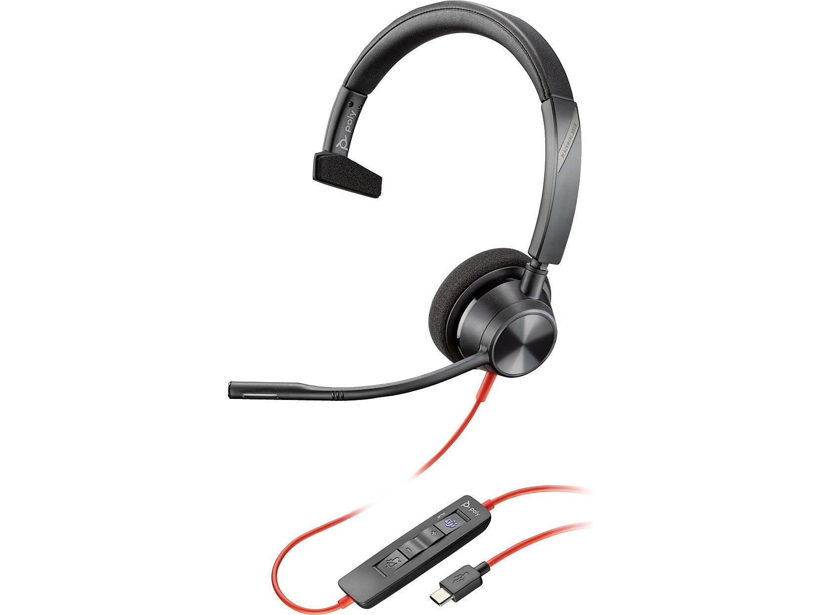 Poly Blackwire 3310 Noise Canceling Mono Headset, USB-C/USB-A, UC/MS Certified (8X216AA)