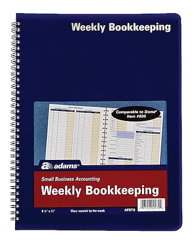 TOPS Bookkeeping Record, 8 Columns, 8.5" x 11", Blue, 64 Sheets/Book (AFR70)