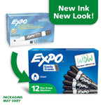 Expo Low Odor Tank Dry Erase Marker, Chisel Tip, Black, 12/Pack (80001)