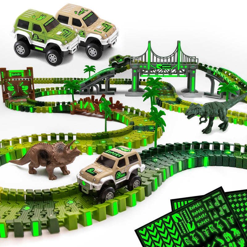 JITTERYGIT Dino Journey Race Track Site Toy Set, 177 Pieces/Pack (DINO-TRACK-GID-JOURNEY-SET - GREEN)