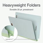 Pendaflex 60% Recycled Heavy Duty Pressboard Classification Folder, 1" Expansion, Letter Size, Light Green, 25/Box (44705)
