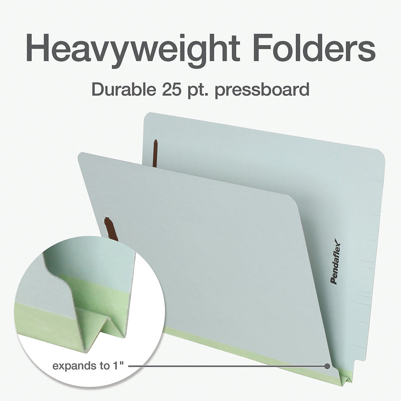 Pendaflex 60% Recycled Heavy Duty Pressboard Classification Folder, 1" Expansion, Letter Size, Light Green, 25/Box (44705)