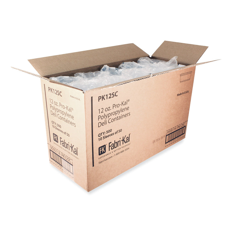 Fabri-Kal Microwavable Deli Containers, 12 oz, 4.6 Diameter x 2.3 h, Clear, Plastic, 500/Carton