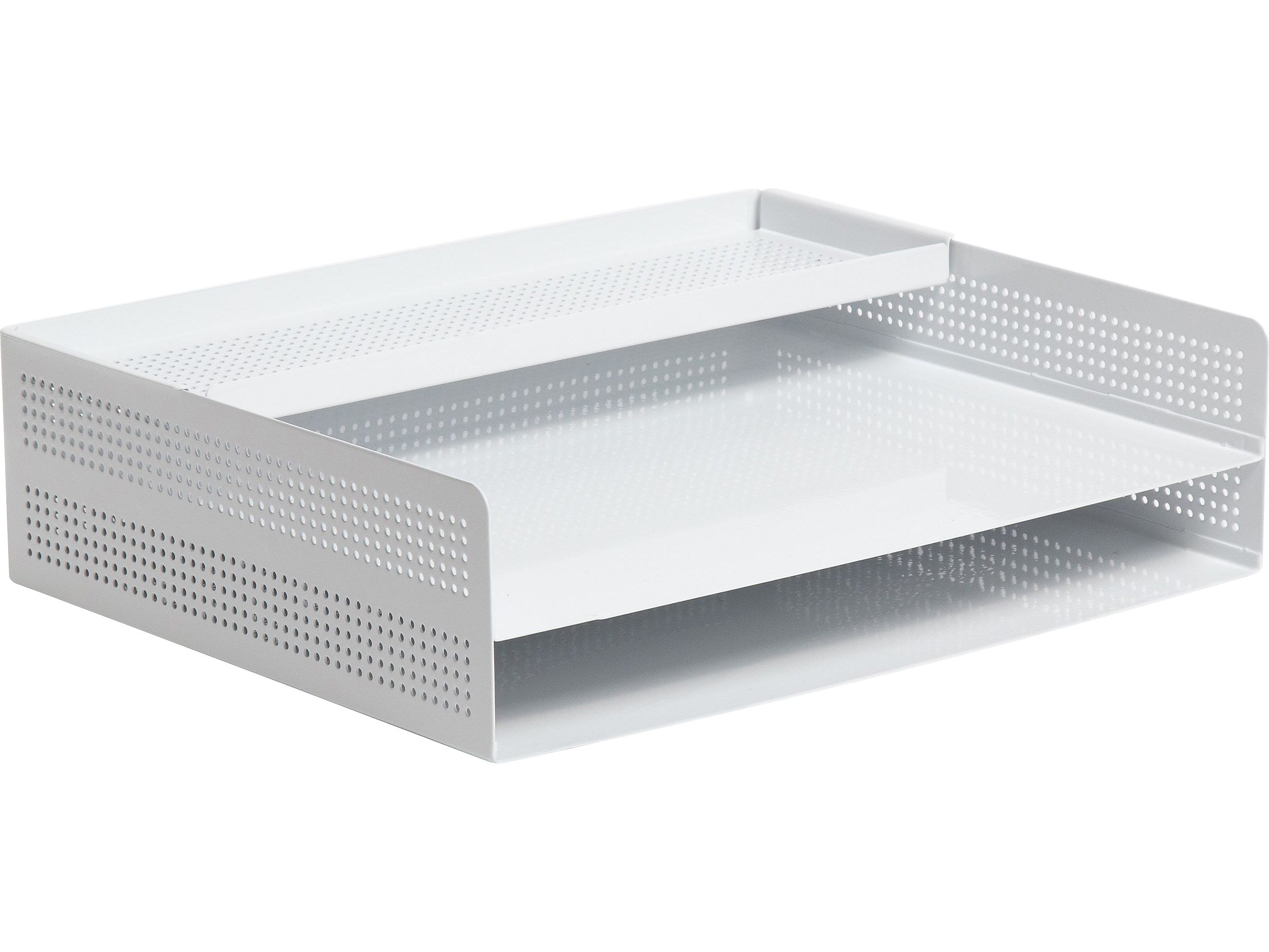 U Brands The Perforated Collection Metal Front Loading Letter Tray, Letter Size, White (5718U01-06)