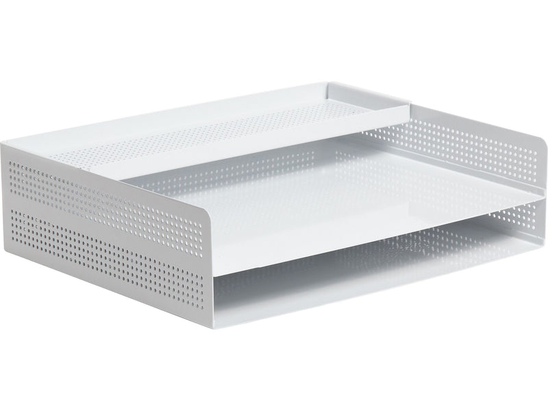 U Brands The Perforated Collection Metal Front Loading Letter Tray, Letter Size, White (5718U01-06)