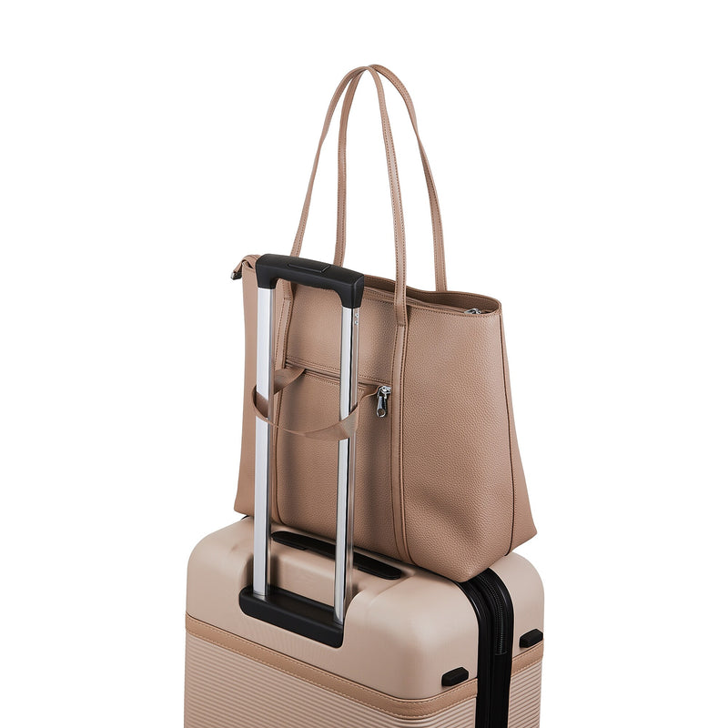 Bugatti Pure Vegan Leather Business Tote, Taupe (LBG5054BU-TAUPE)