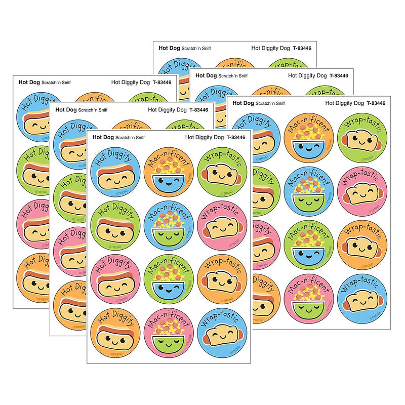 Trend Enterprises Hot Diggity Dog Hot Dog scent Scratch 'n Sniff Stinky Stickers, Multicolored, 48/Pack, 6/Packs/Bundle