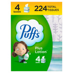 Puffs Plus Lotion Facial Tissue, 2-ply, 56 Tissues/Box, 4 Boxes/Pack (34899)