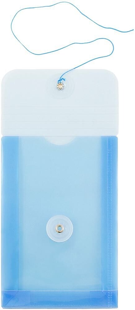 JAM Paper Premium Plastic Filing Envelope with Button & String Closure, 4 1/4" x 6 1/4", Blue, 3/Pack (473B1BUX3)