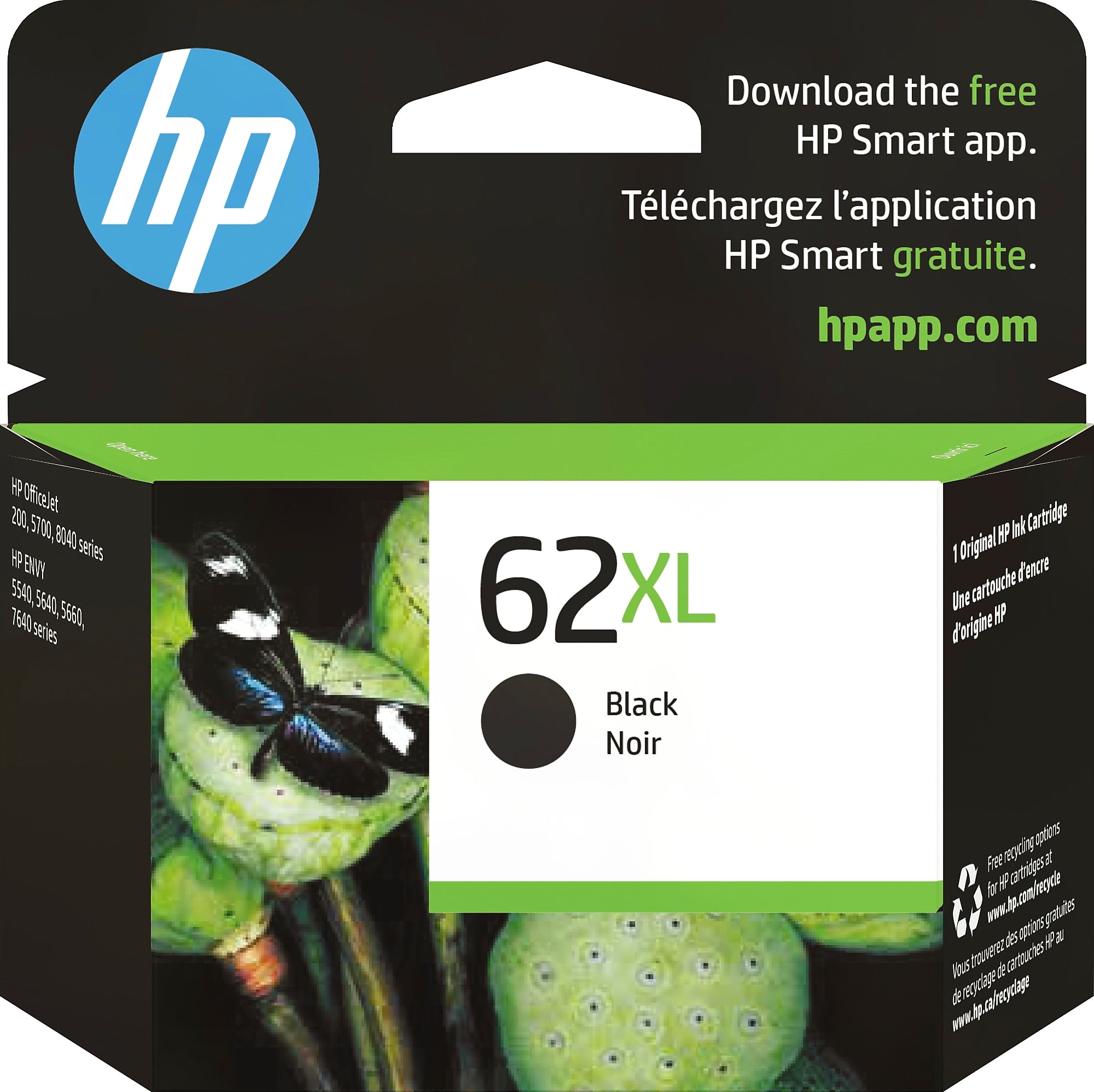 HP 62XL Black High Yield Ink Cartridge, Prints Up to 600 Pages (C2P05AN#140)