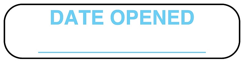 DATE OPENED, Medication Instruction Label, 1-5/8" x 3/8"