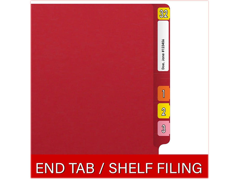 Medical Arts Press Reinforced End Tab File Folder, Straight Cut, Letter-Size, Red, 50/Box (S-01602-RED)