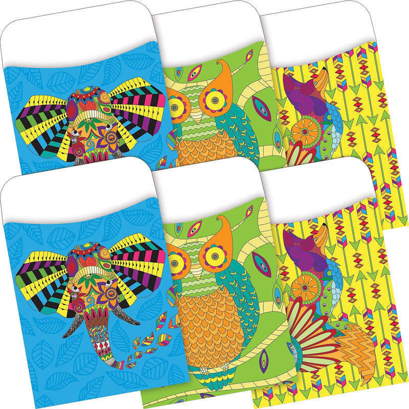 Barker Creek Bohemian Animals Library Pockets, 5.125" x 3.5", 60/Set (BC3845)