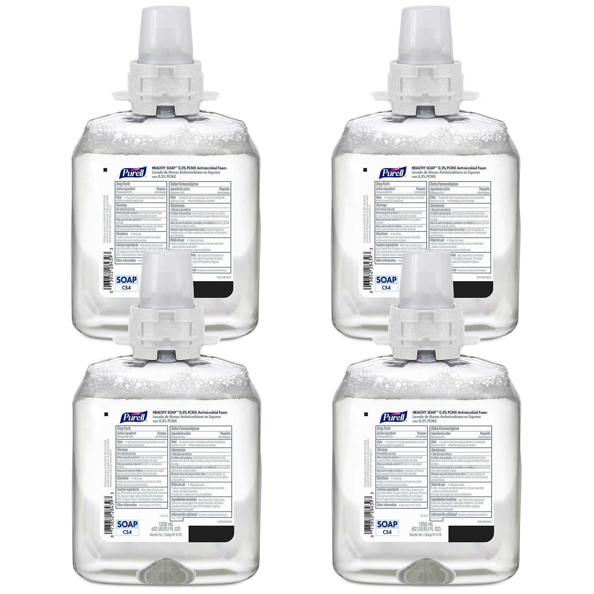 PURELL HEALTHY SOAP Antibacterial Foaming Hand Soap Refill for CS4 Dispenser, Floral Scent, 1250 ml., 4/Carton (5178-04)