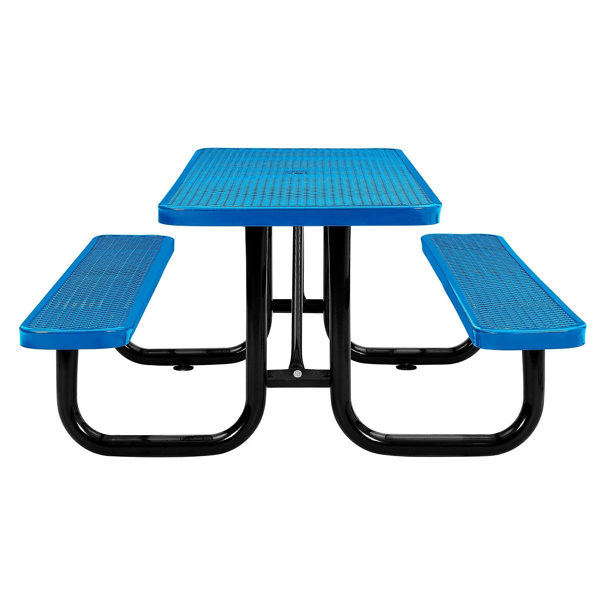 Global Industrial 6' Rectangular Outdoor Steel Picnic Table, Expanded Metal, Blue (277152BL)