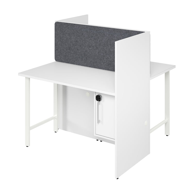 Bush Business Furniture Hustle 48"W 2 Person Back to Back Cubicle Panel Workstation, White (HUS020WH)