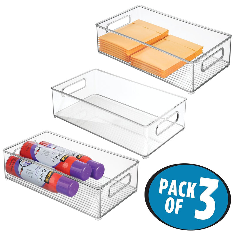 iDESIGN Medium Stackable Plastic Storage Bin, Clear, 3/Pack (70530M3)