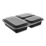 Pactiv Evergreen Newspring DELItainer Microwavable Container, 32 oz, 7.5 x 9.87 x 1.75, Black/Clear, Plastic, 150/Carton
