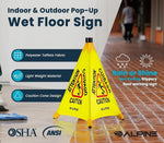 Alpine Industries Caution Wet Floor Sign, Yellow, 10/Pack (ALP498-20-10PK)