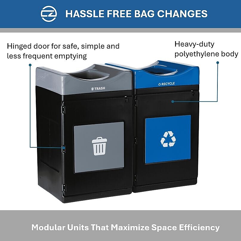Commercial Zone Avante Polyethylene Dual-Stream Trash and Recycling Center, 110-Gallon, Multicolored (787201MSA)