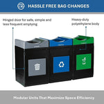Commercial Zone Avante Series Polyethylene Triple-Stream Trash, Recycling and Compost Center, 165 Gallon, Black (787301MSA)