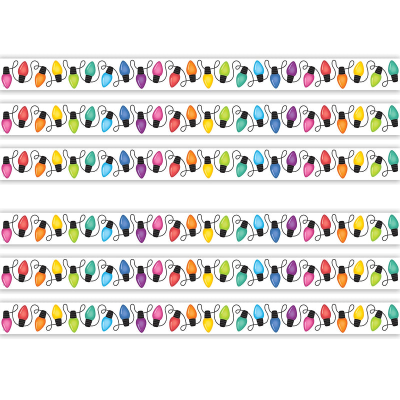 Teacher Created Resources Die-Cut Border Trim, 2.75" x 2.92', Colorful Holiday Lights, 12/Pack, 6 Packs/Bundle (TCR6952-6)