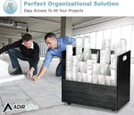 AdirOffice 21-Slot Mobile Roll File, 28.5"H x 30"W x 15.75"D, Black (625-BLK-KIT1)