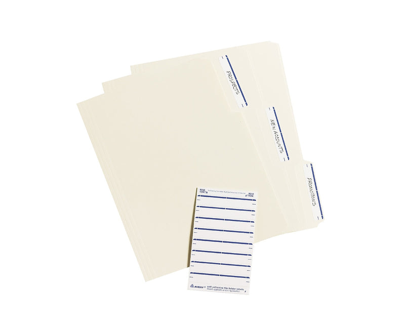 Avery Easy Peel Laser/Inkjet File Folder Labels, 2/3" x 3-7/16", White/Blue, 252 Labels/Pack (5200)