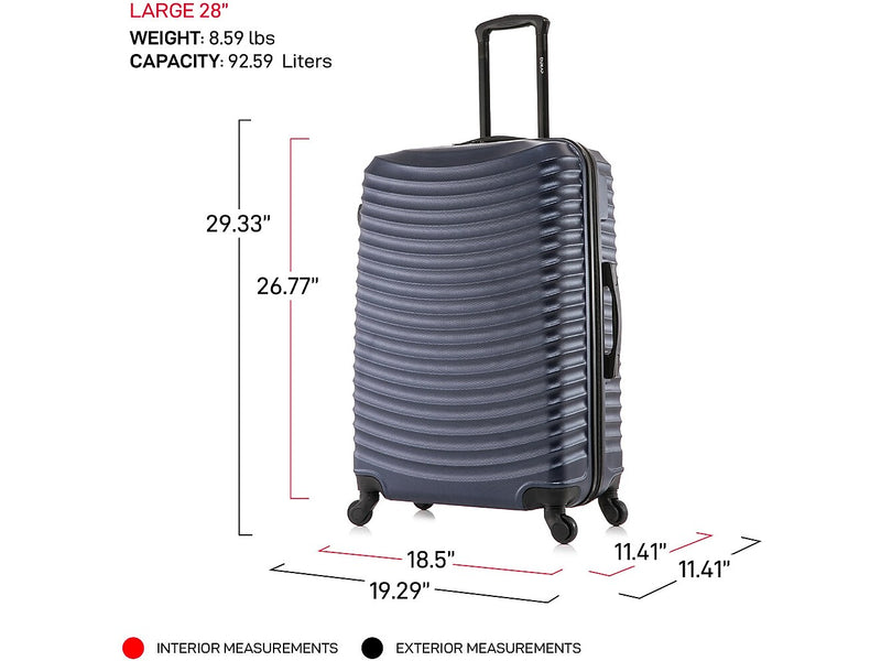 DUKAP Adly 28" Hardside Suitcase, 4-Wheeled Spinner, TSA Checkpoint Friendly, Navy Blue (DKADL00L-BLU)