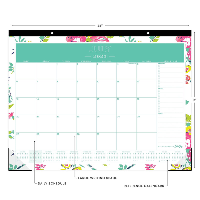 2025-2026 Day Designer for Blue Sky Peyton White 22" x 17" Academic Monthly Desk or Wall Calendar (107938-A26)