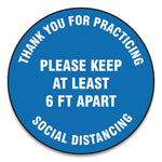 Accuform Slip-Gard Floor Signs, 12" Circle, "Thank You For Practicing Social Distancing...", Blue, 25/PK (GN1MFS420ESP)