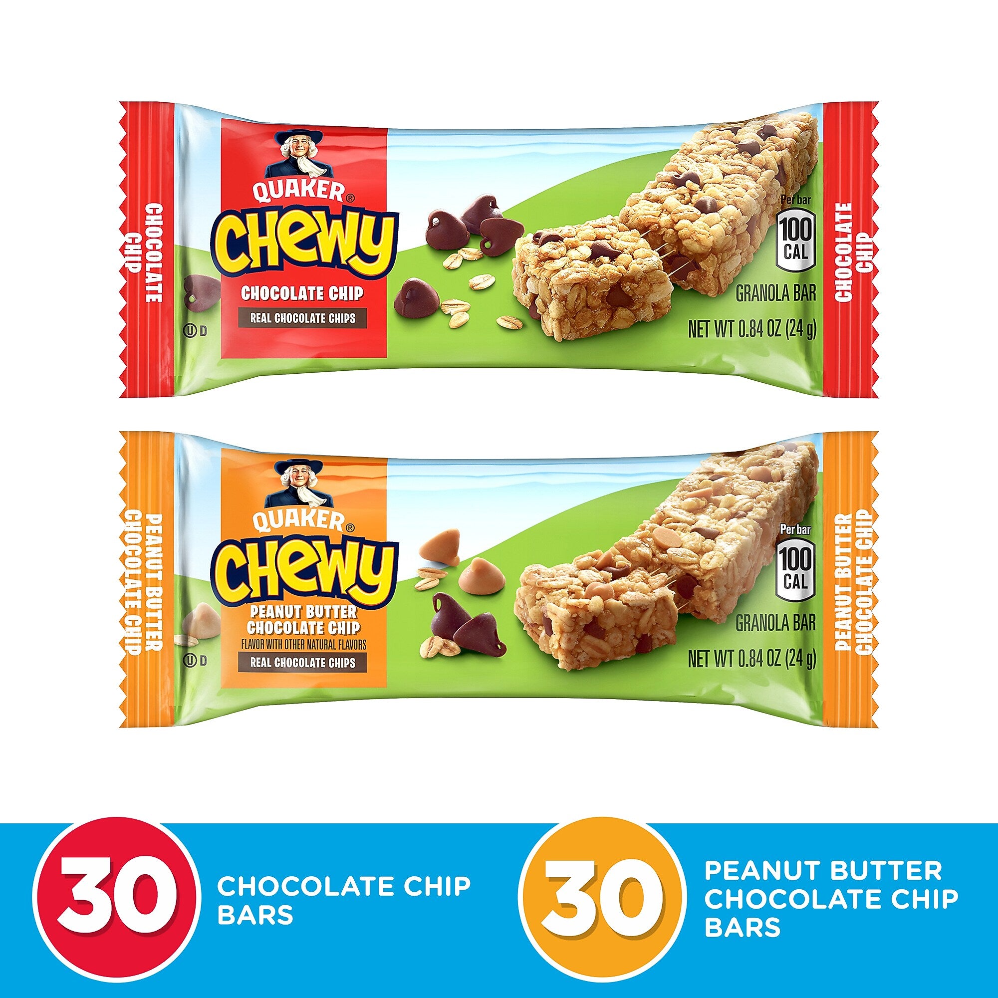 Quaker Chewy Granola Bar Variety Pack, 0.84 oz., 60 Bars/Box (220-00434)