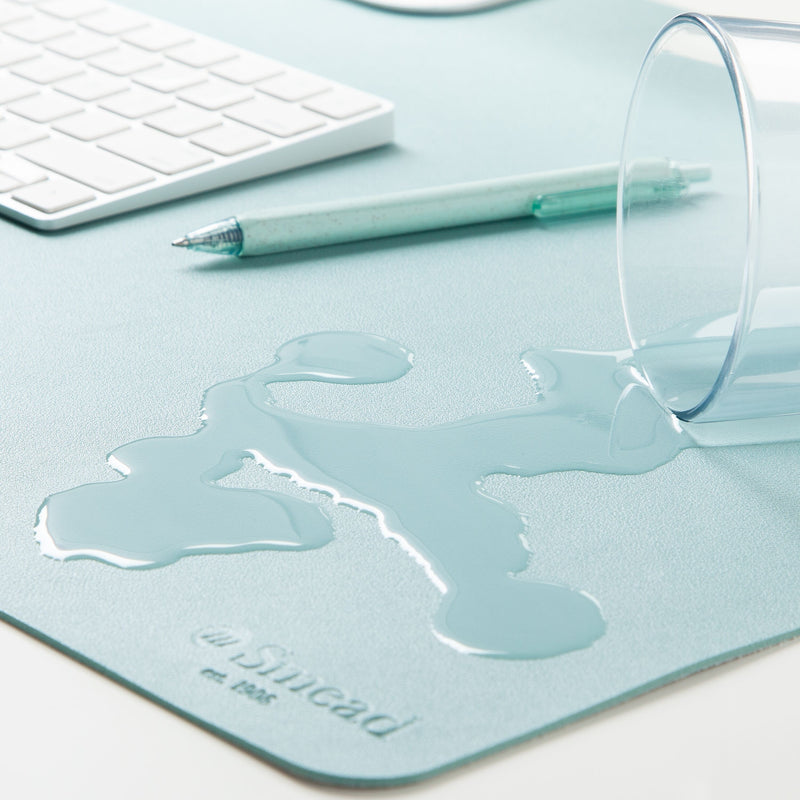 Smead Medium Vegan Leather Anti-Slip Desk Pad, 31.5" x 15.7", Light Blue (SMD64835)