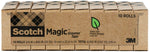Scotch Magic Greener Invisible Clear Tape Refill, 0.75" x 25 yds., 1" Core, Invisible, 10 Rolls/Pack (81210P)