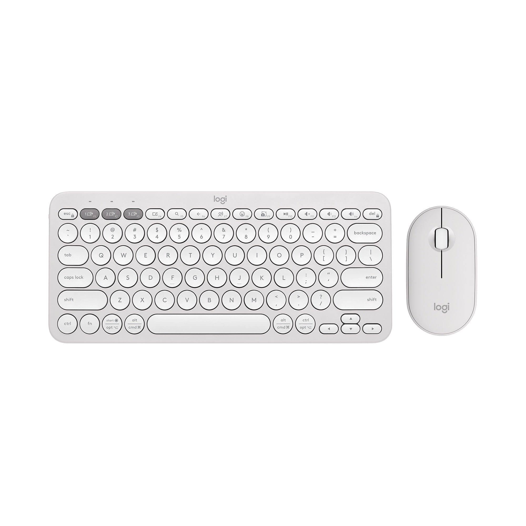 Logitech Pebble 2 Wireless Keyboard and Optical Mouse Combo, Tonal White (920-012198)